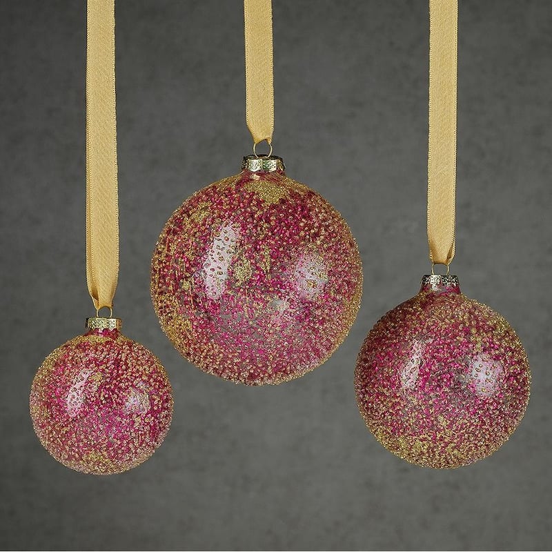 3" Pretty in Pink Glass Ball Ornaments, Set of 6 Bed Bath & Beyond